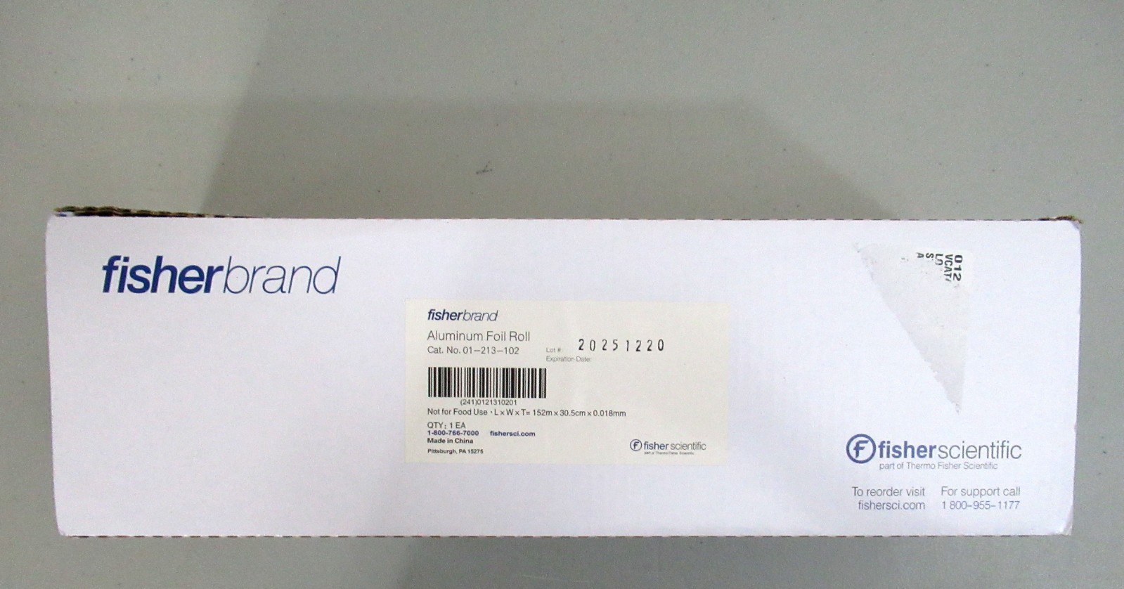 Fisherbrand 01-213-102 Aluminum Foil Roll L x W x T= 152m x 30.5 cm x 0.018mm