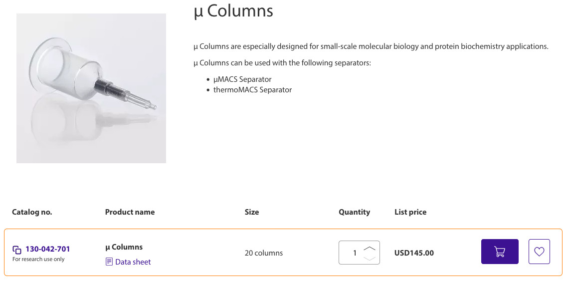 Miltenyi Biotec μMACS mRNA Isolation μColumns (18) + LysateClear Columns (8)