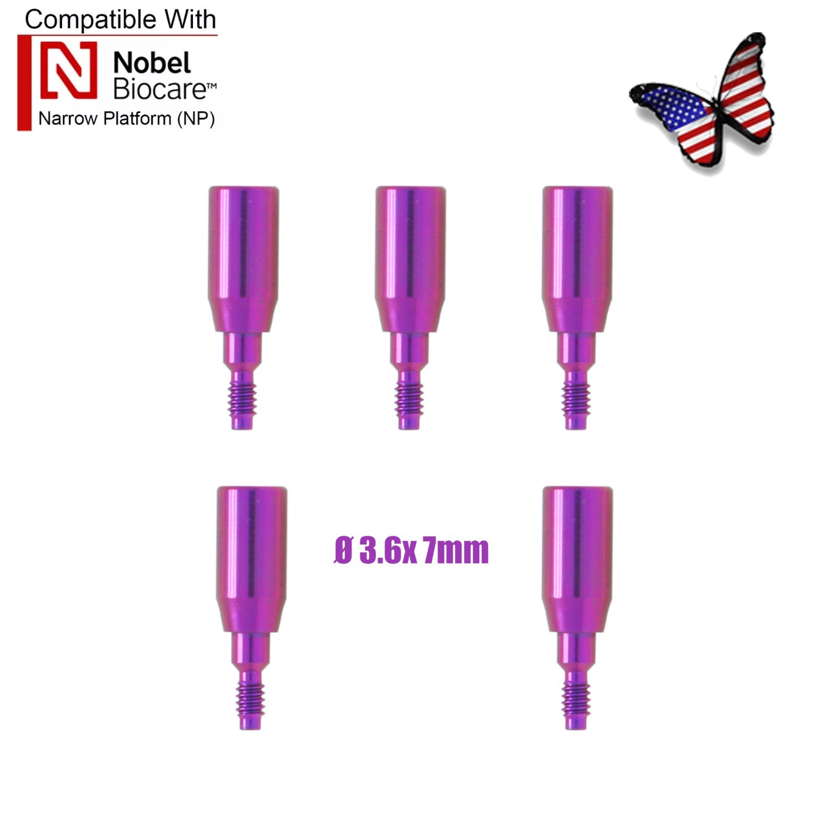 US Nobel Dental NP Healing Cap Abutments ∅3.6/5.0mm Fit Compatible NobelActive