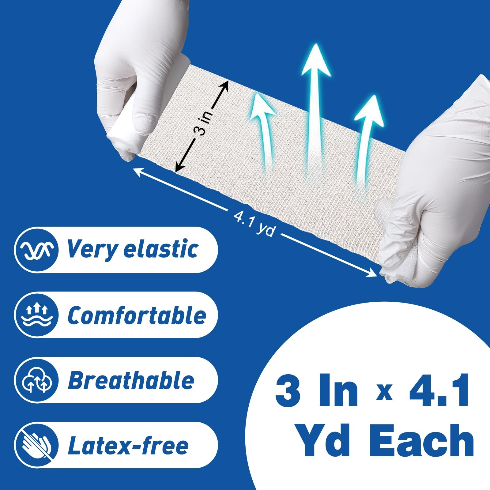 AZEN 25 Pack Gauze Rolls 3 in x 4.1 Yards Non-Stick First Aid Bandages