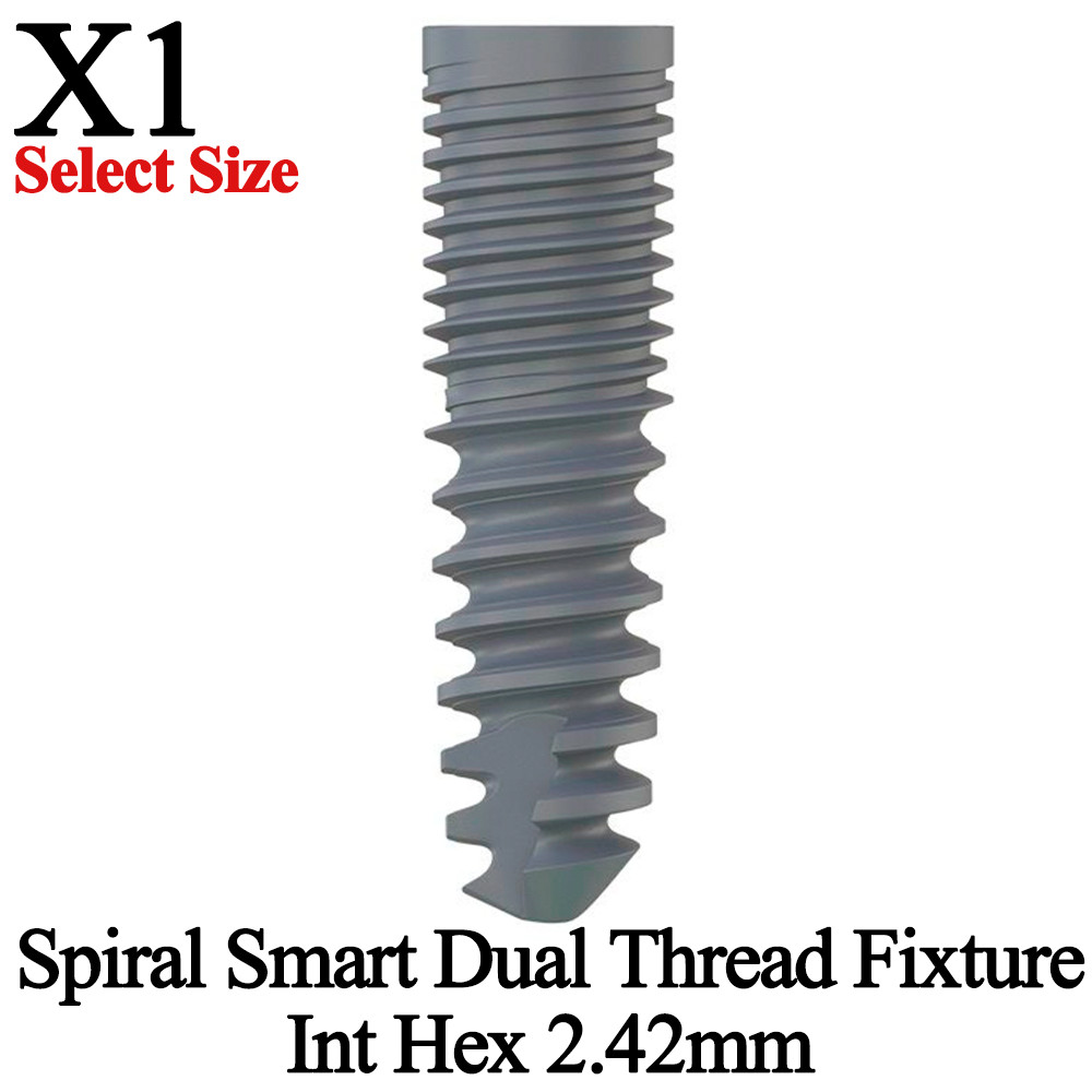 1pcs Dental Spiral Smart Dual Thread Fixture Int Hex 2.42mm Titanium Lab