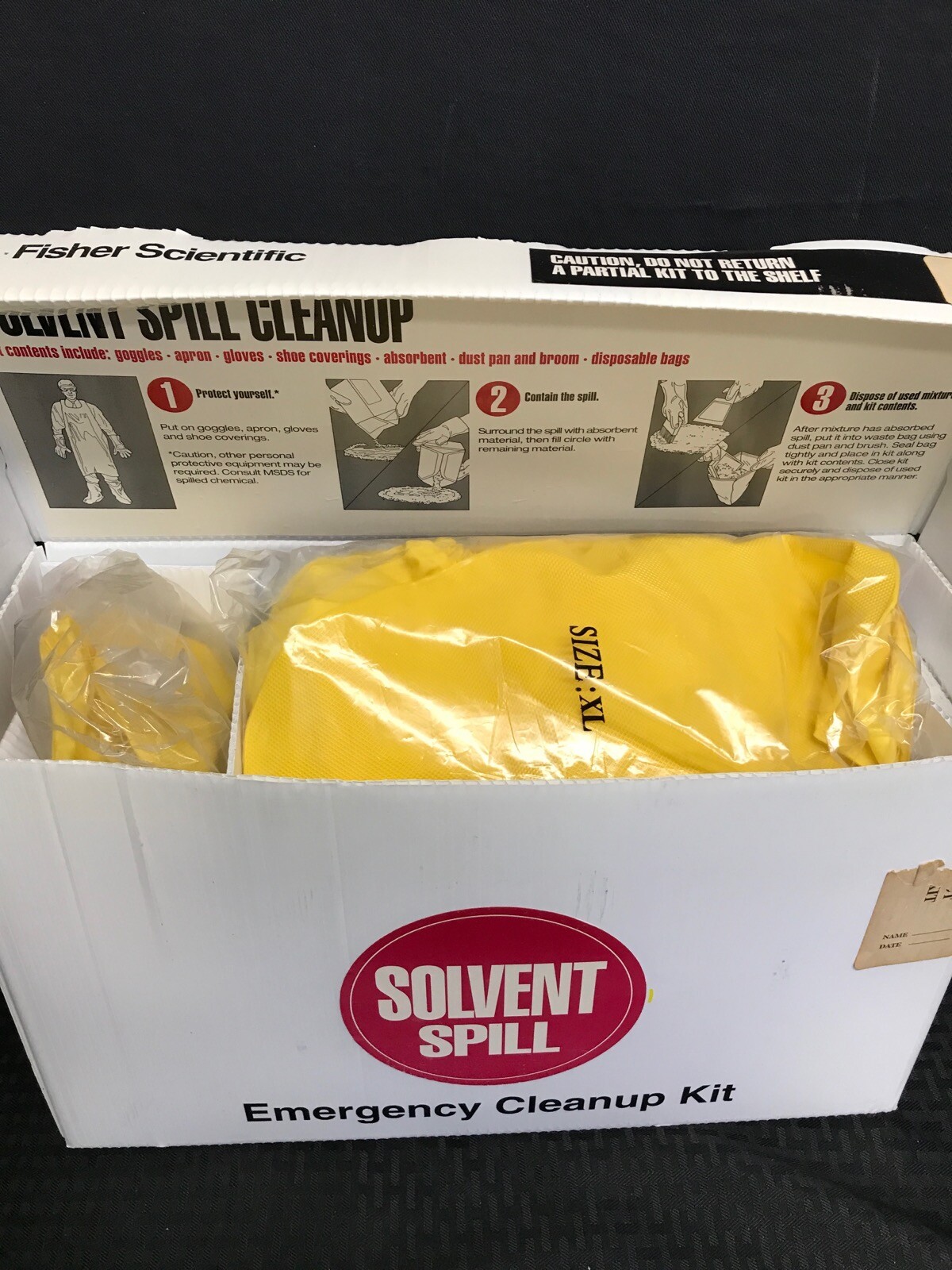 FISHER SCIENTIFIC Emergency Solvent Spill Cleanup Kit Up To 4L 18-061B