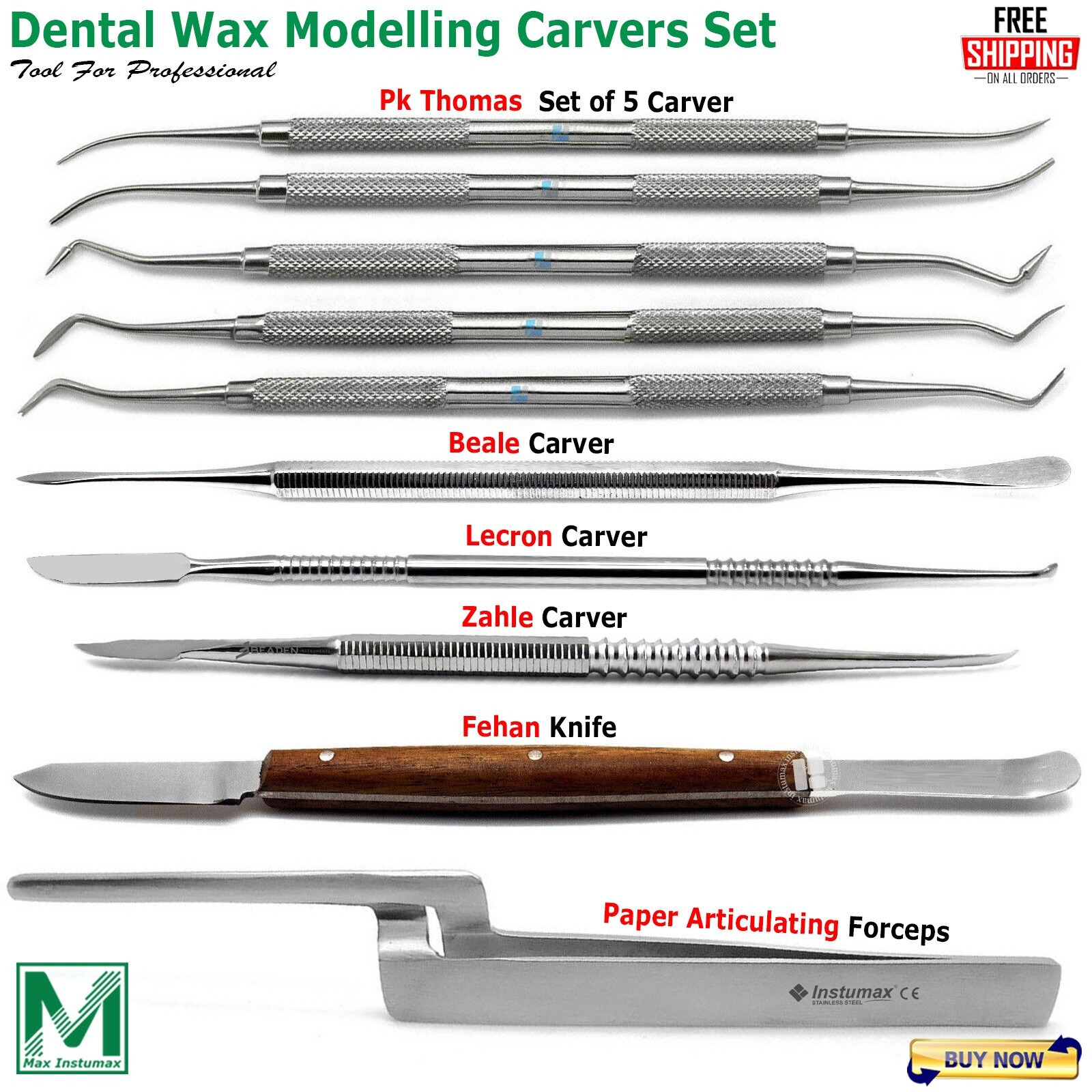 Dental Laboratory Waxing Modelling Carvers Instruments Spatulas Fehan Forceps