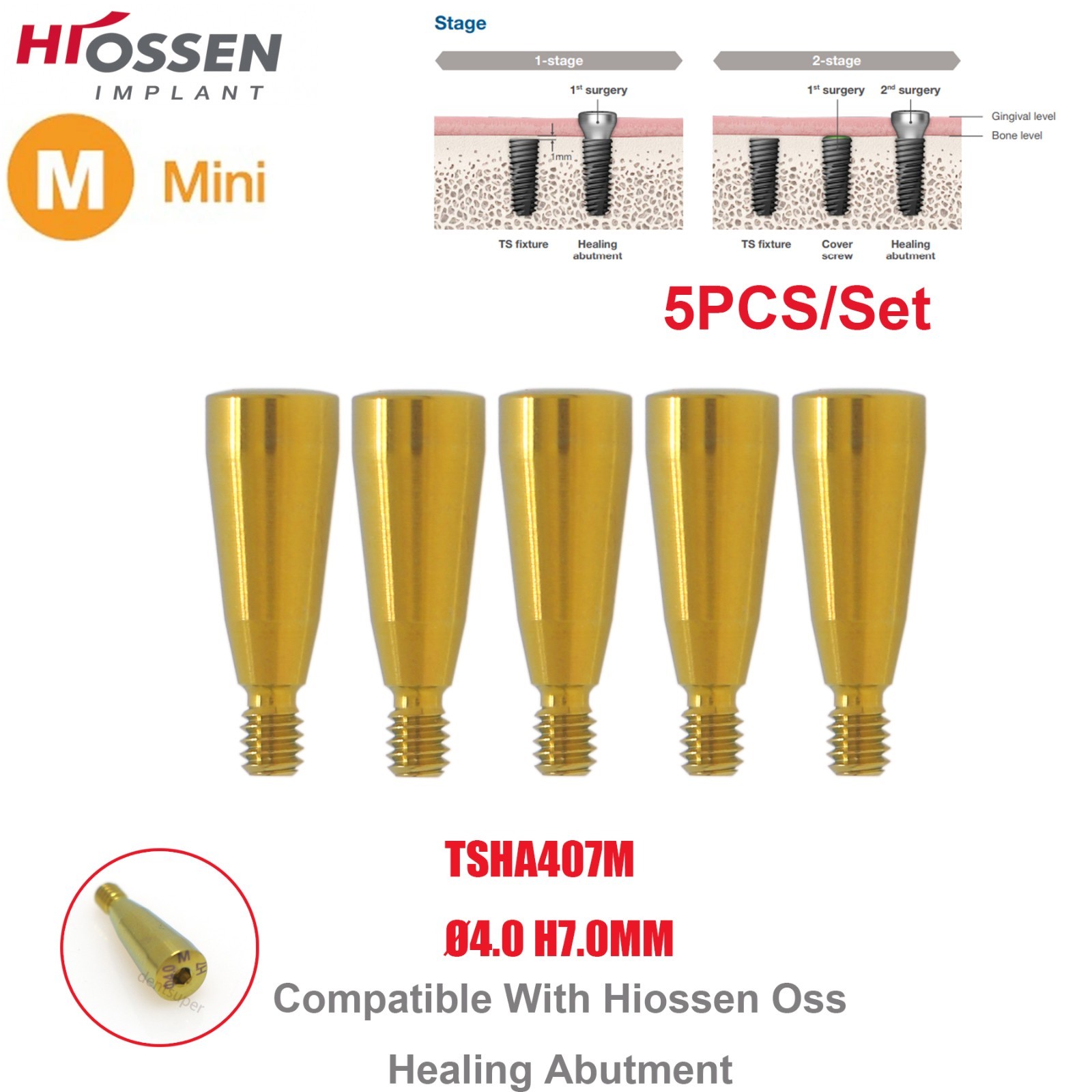 US Dental Titanium Mini Healing Abutment & Cover Screw Fits Hiossen ET Osstem TS