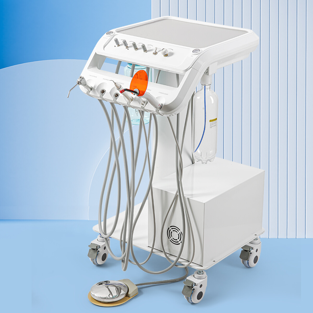 Dental Portable Delivery Unit System Suction Air Compressor Cart Motor 4 Hole