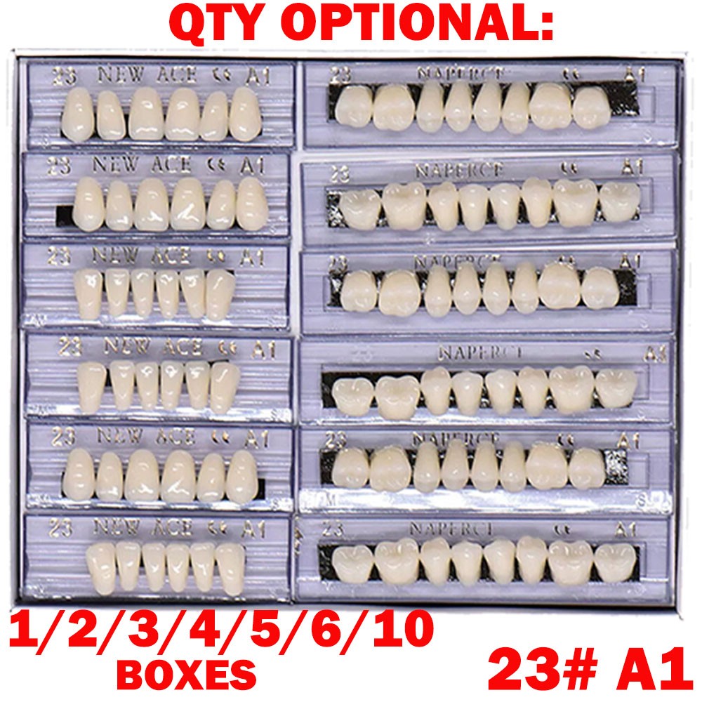 1-10Box Dental Acrylic Resin Denture 23# A1 Full Set Teeth Upper Lower Shade NEW