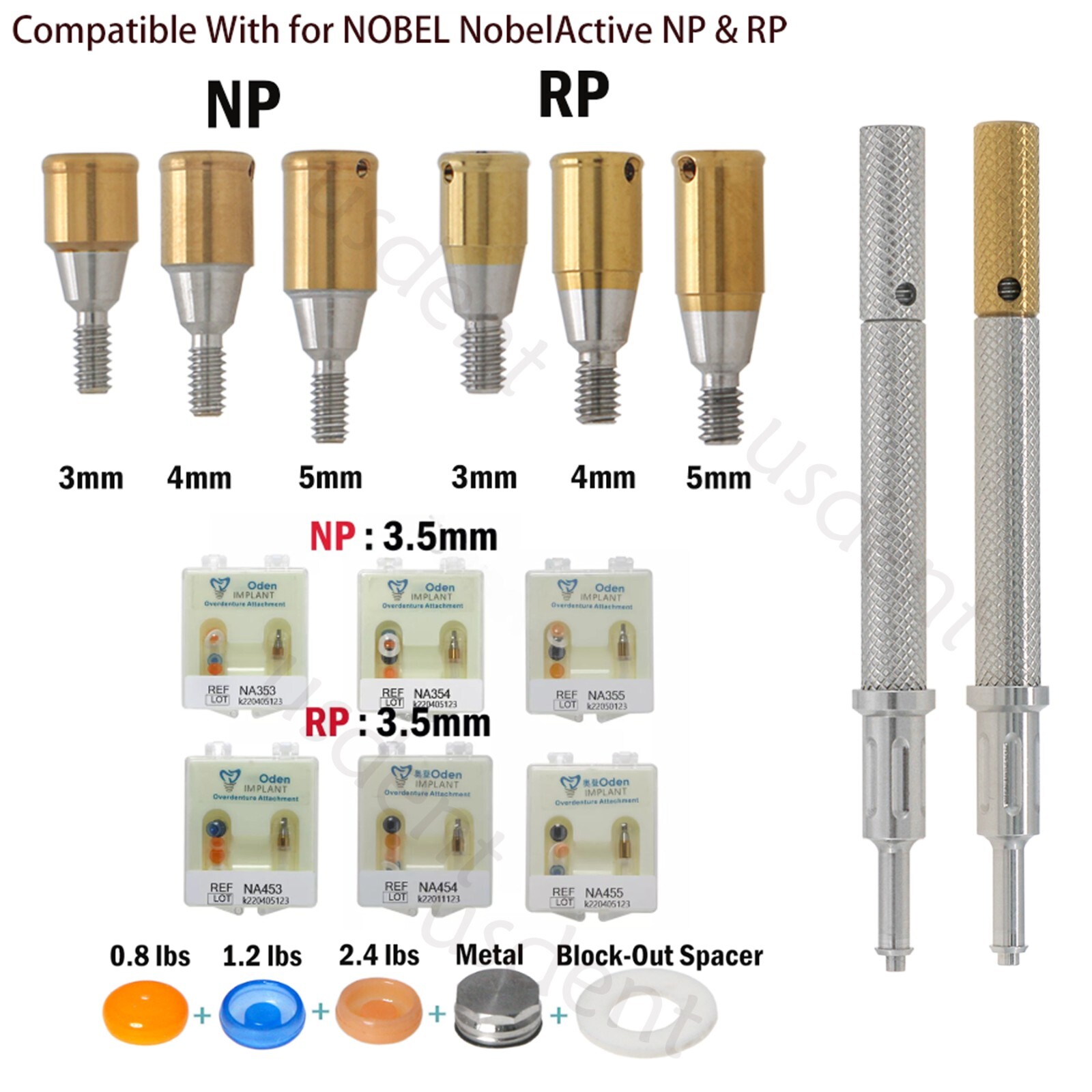Dental NP/RP Removable Conical Attachment Male Cap Loc ator Core Tool For Nobel