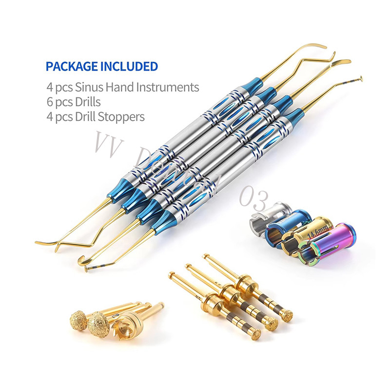 Dental Sinus Lifting Elevation Kit Crestal Drills Stoppers Elevation Instruments
