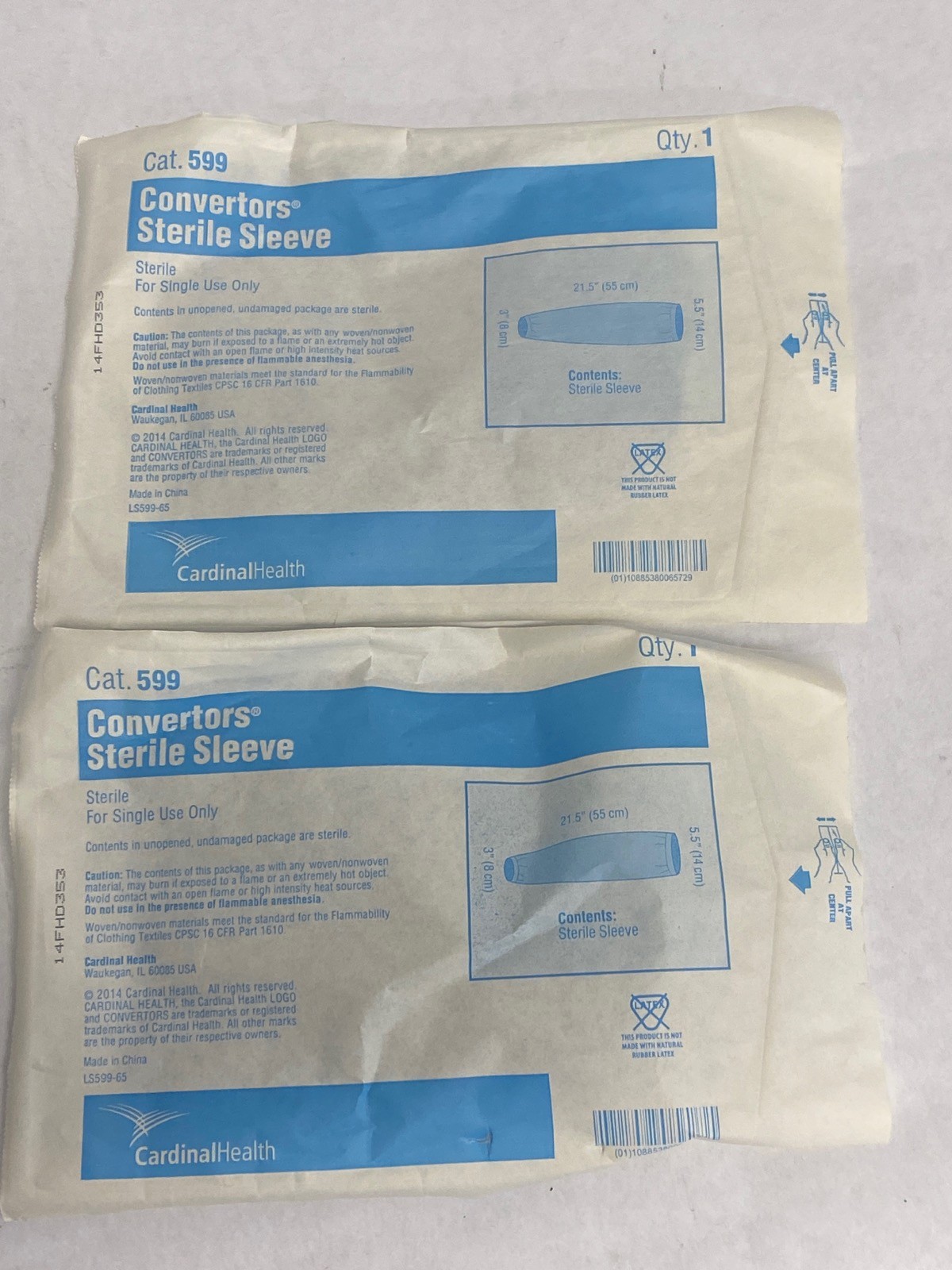 (4) CARDINAL HEALTH KIMTECH Disposable Arm Sleeve Protector Covers 36077 599
