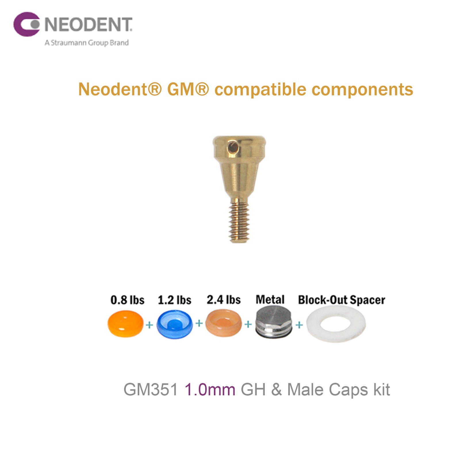 NEODENT GRAND MORSE LOCATOR Kit PEEK Abutments 1-6mm w/Male Caps GM Overdenture