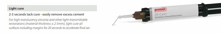 Premier Dental ZR-Cem Self-Adhesive Resin Cement Zirconia crowns 8gm WHITE Shade
