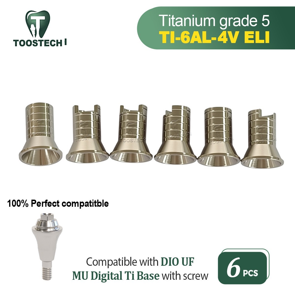 6pcs MU Ti Base for Multi unit abutment MU Digital Ti base fits DIO UF Old Line