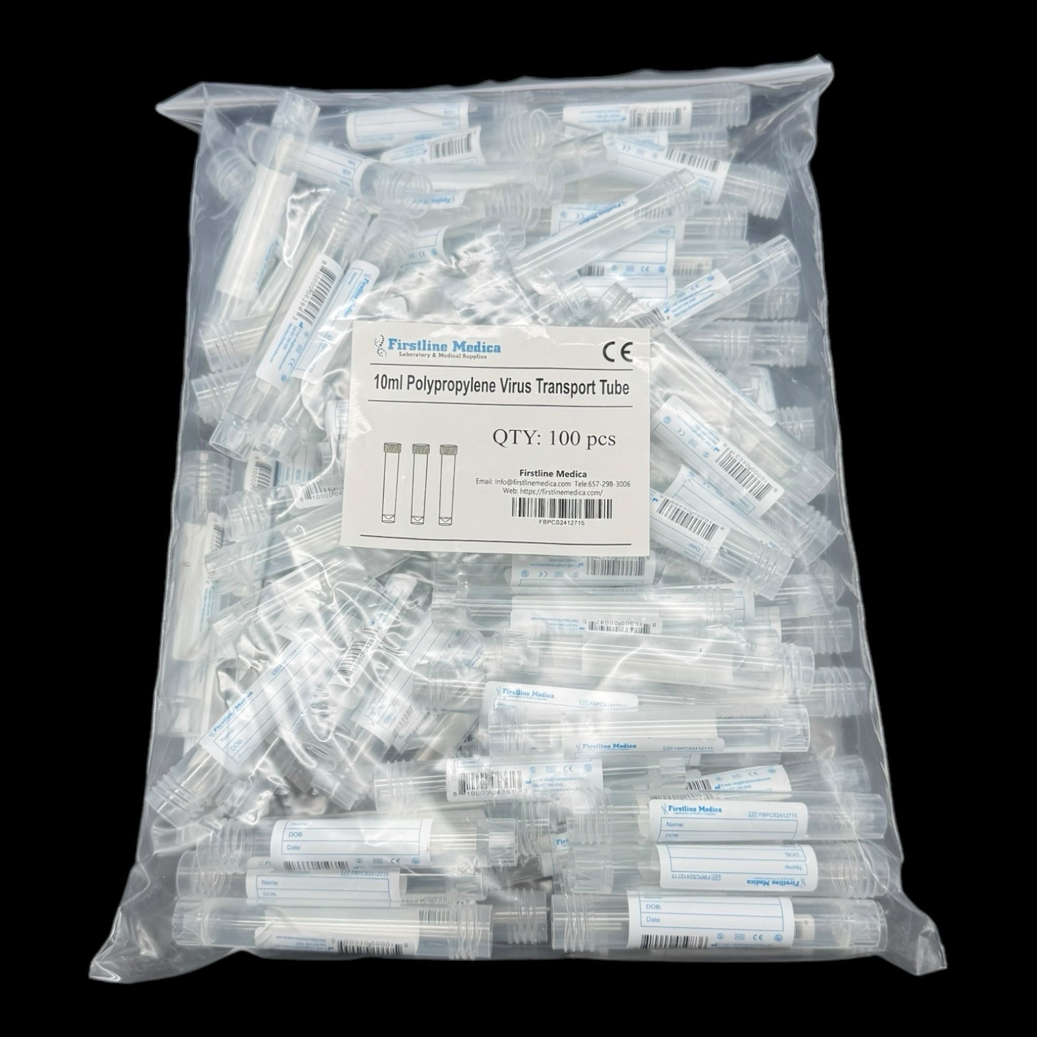 10mL Self-Standing Transport Tubes with Red Screw Cap – 2000 pcs/Case