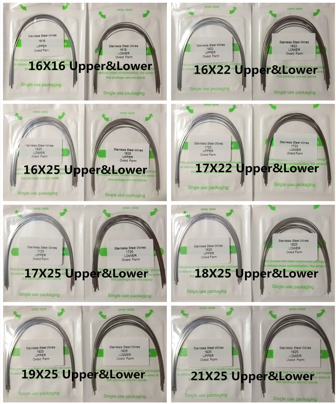 Dental Orthodontic Arch Wires Stainless Steel Rectangular Ovol Form 10pcs/pack