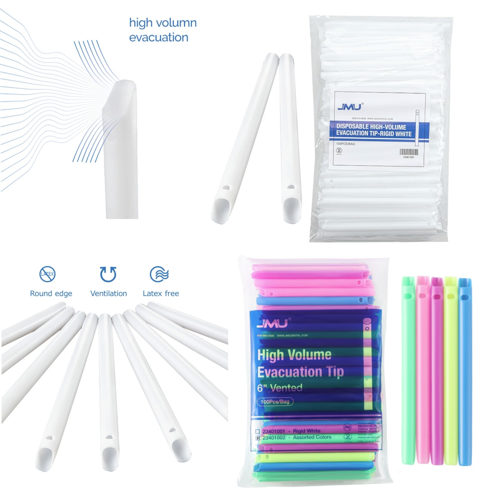 JMU Dental HVE High Volume Evacuation Speed Suction Tips Disposable Vented