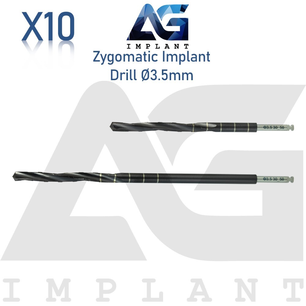 10 Zyg Dental Fixtures Drills Ø3.5mm Stainless Steel DLC Coating Tool