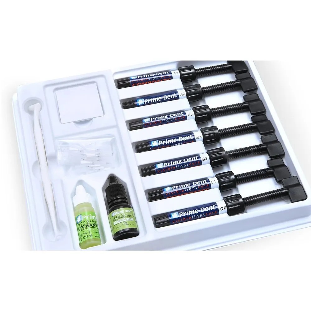 Prime Dent Hybrid Composite VLC Resin Based Restorative 7 Tube Dental Kit