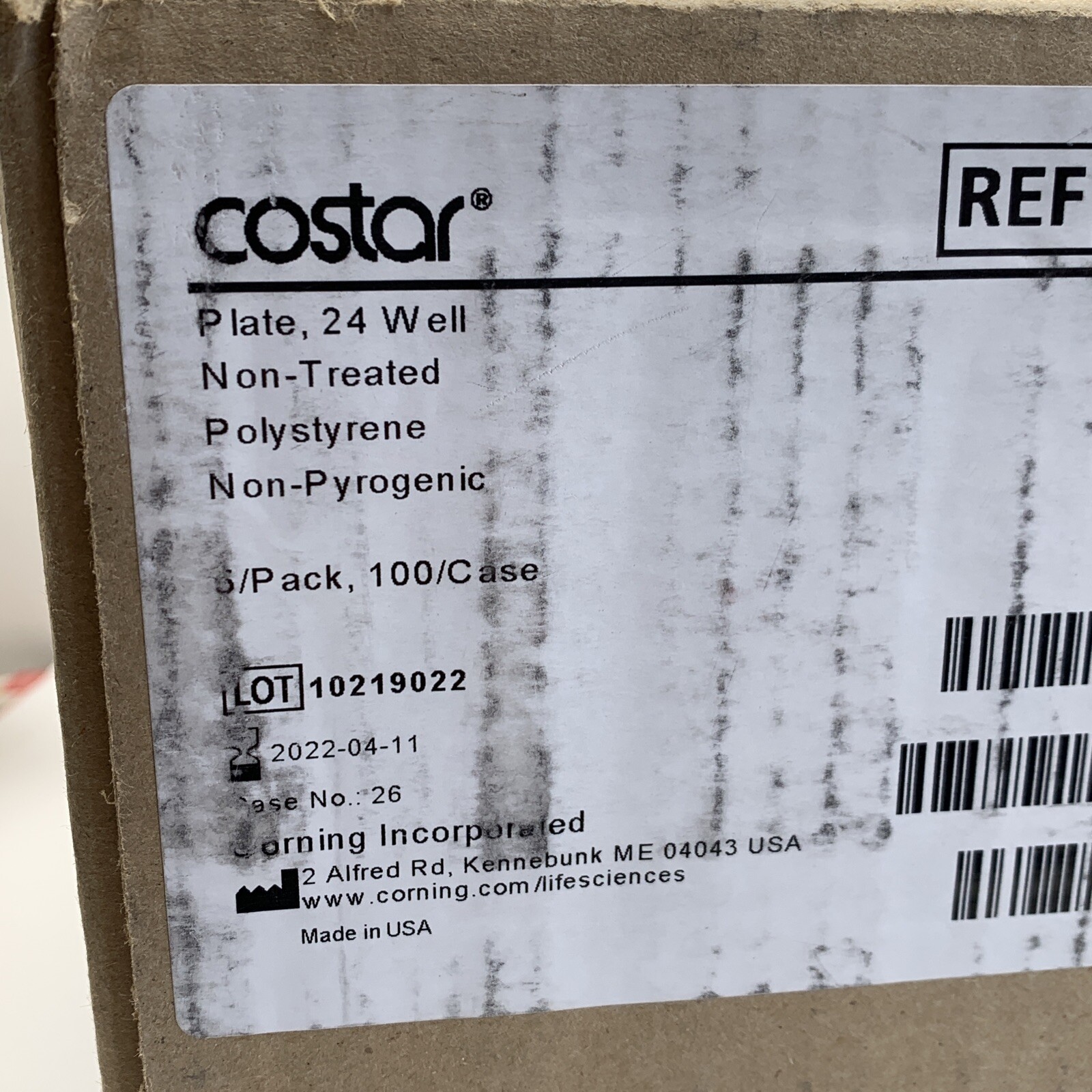 (100-Pack) Corning 3738 Costar Not Treated 24-Well 3.4 mL Plate, Sterile EXPIRED