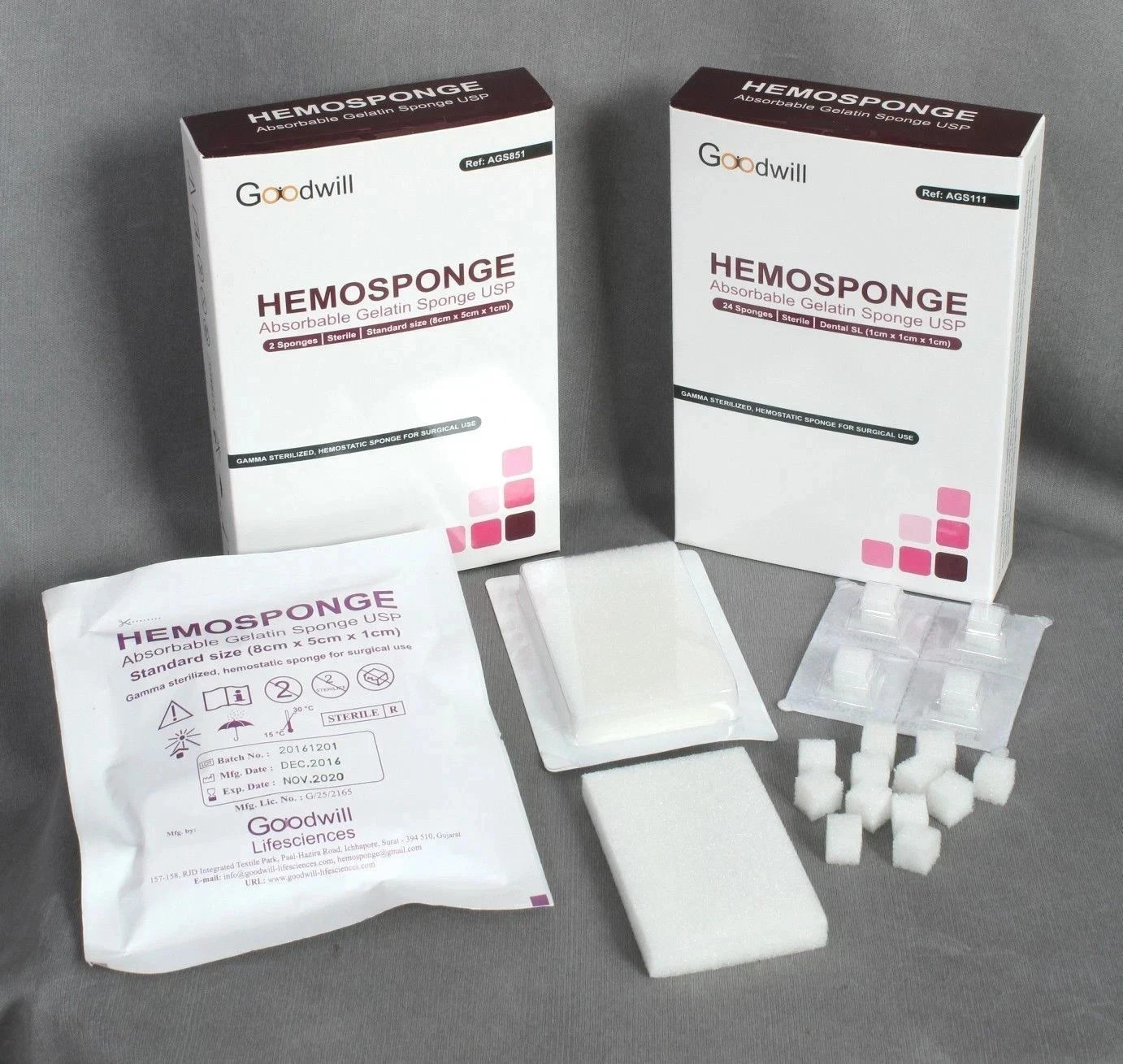 DENTAL HEMOSPONGE ABSORBABLE GELATIN SPONGE USP #STERILE #32 SPONGE # 10x10x10mm