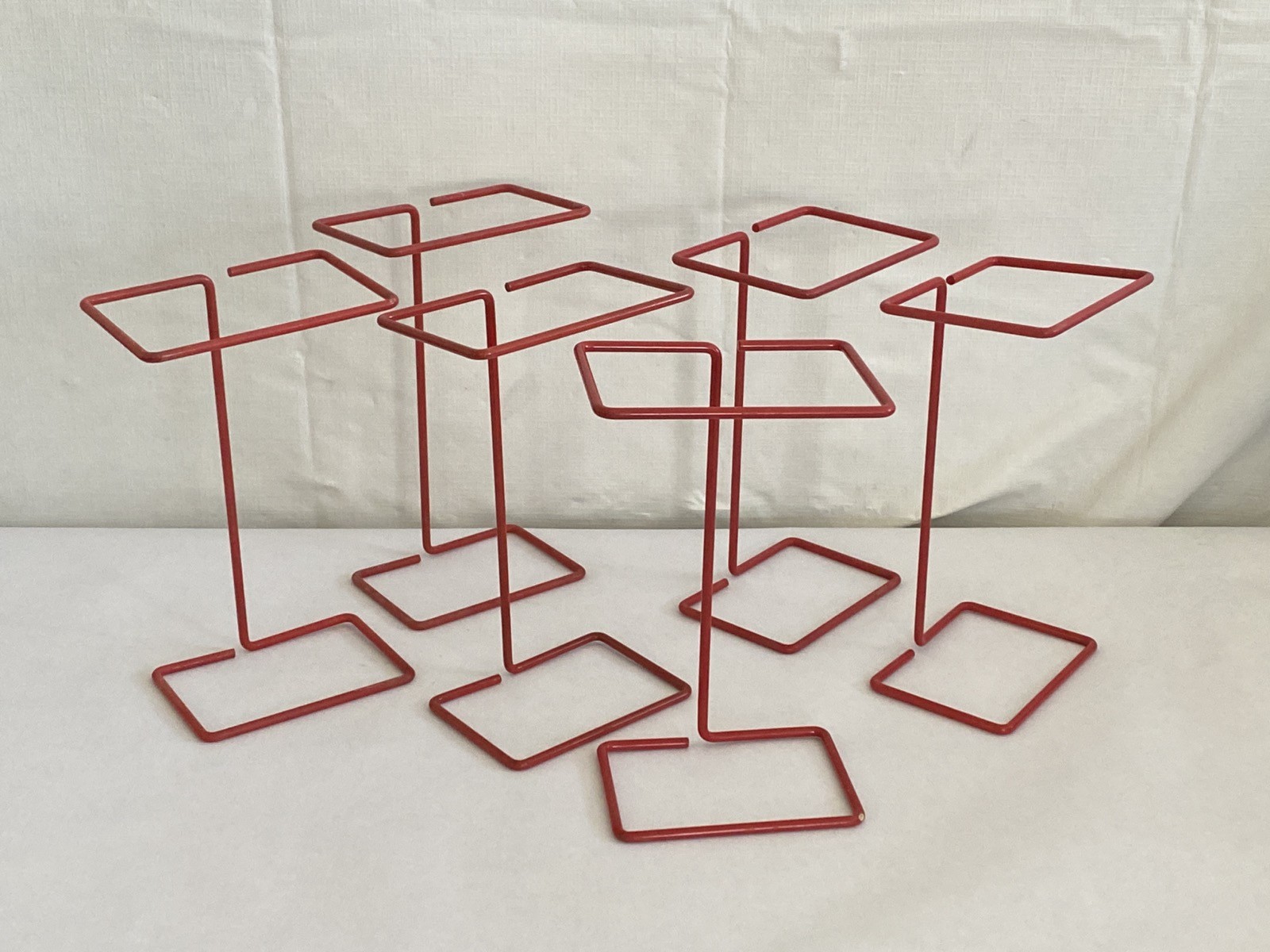(6) Laboratory Red Poxygrid Bench-Top Biohazard Wire Frame Bag Holders