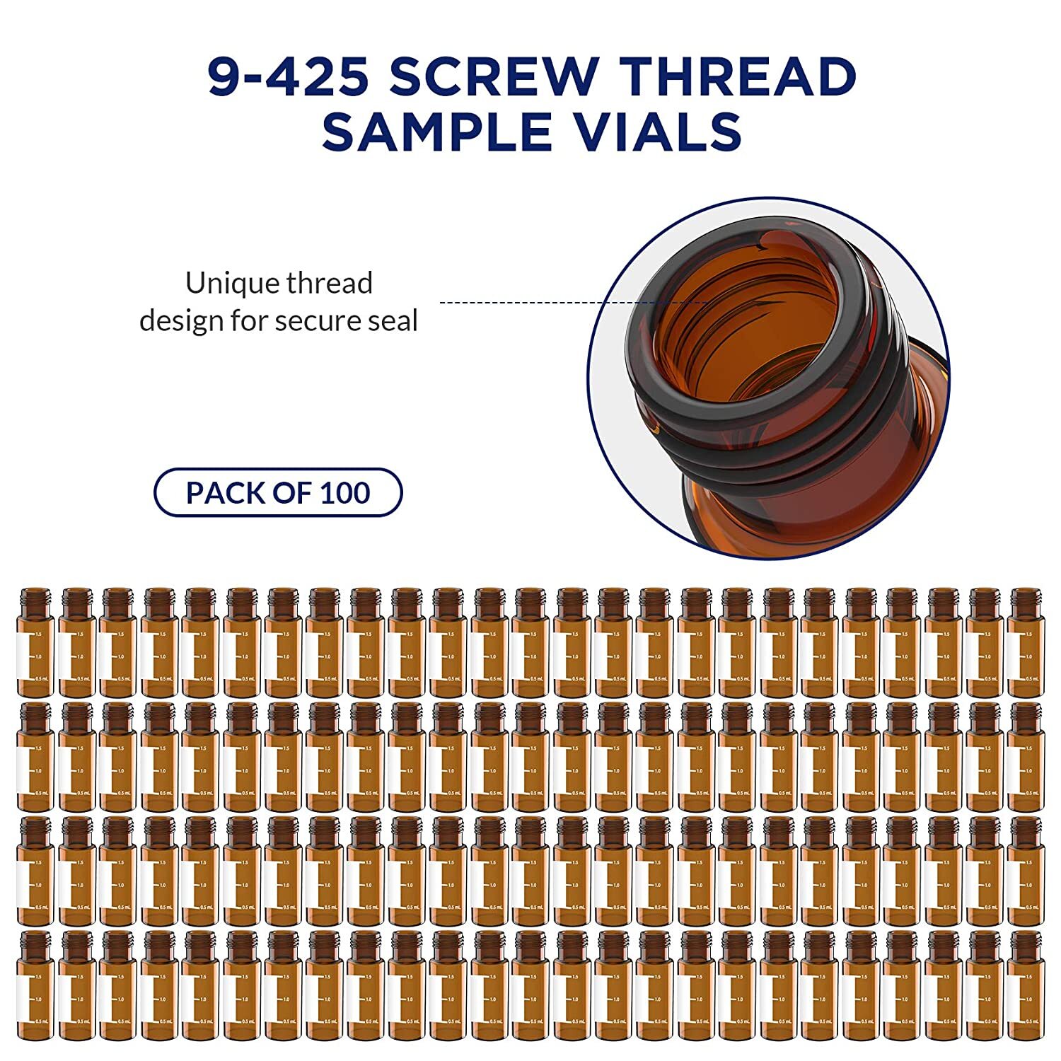 4000pcs 2mL Clear/Amber Vials Pre-slit 9-425 Caps, MCE Gridded Membrane Filters