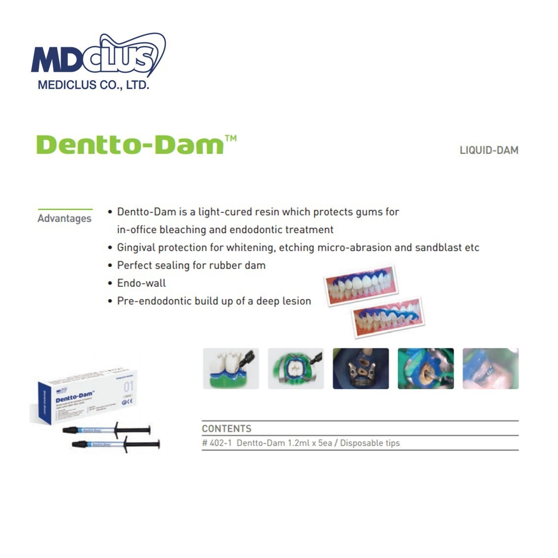 Mediclus Dentto Dam Light-Cured – Liquid Dam for Dental Moisture Exclusion