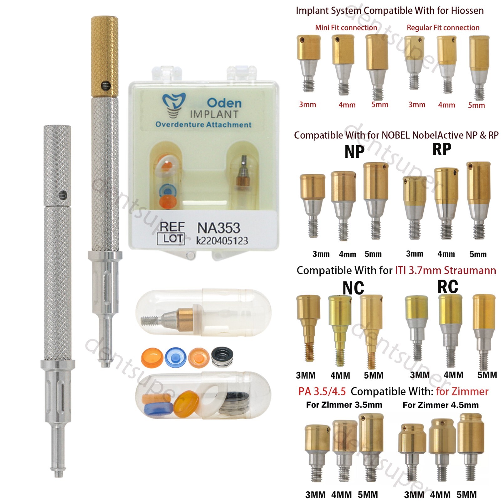 Dental fit Zimmer/Hiossen/Nobel/ITI/ Removable Attachment Abutment Male Cap Tool