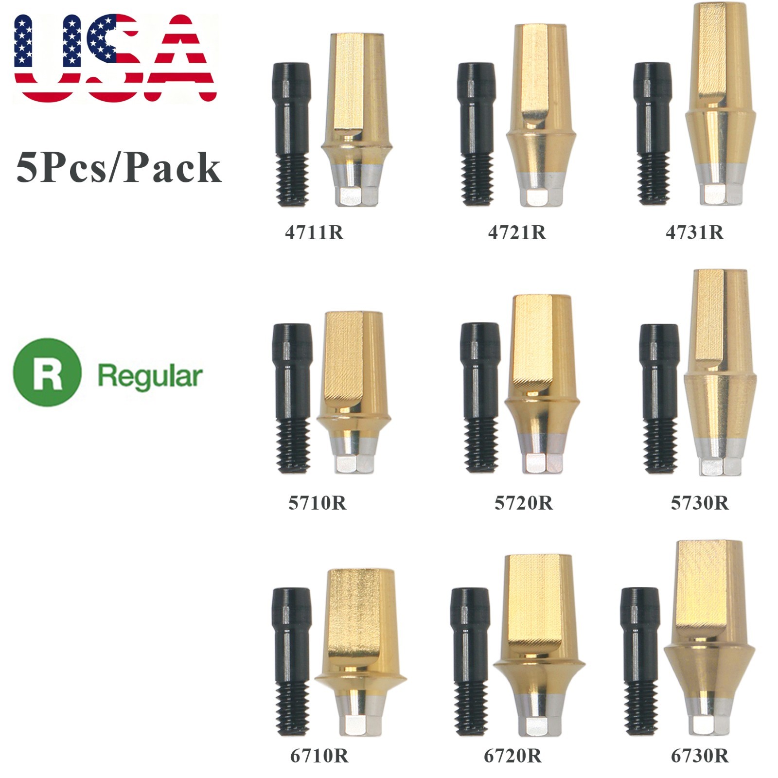 US 5Pcs Regular Titanium Straight Transfer Abutment Fit Osstem Hiossen