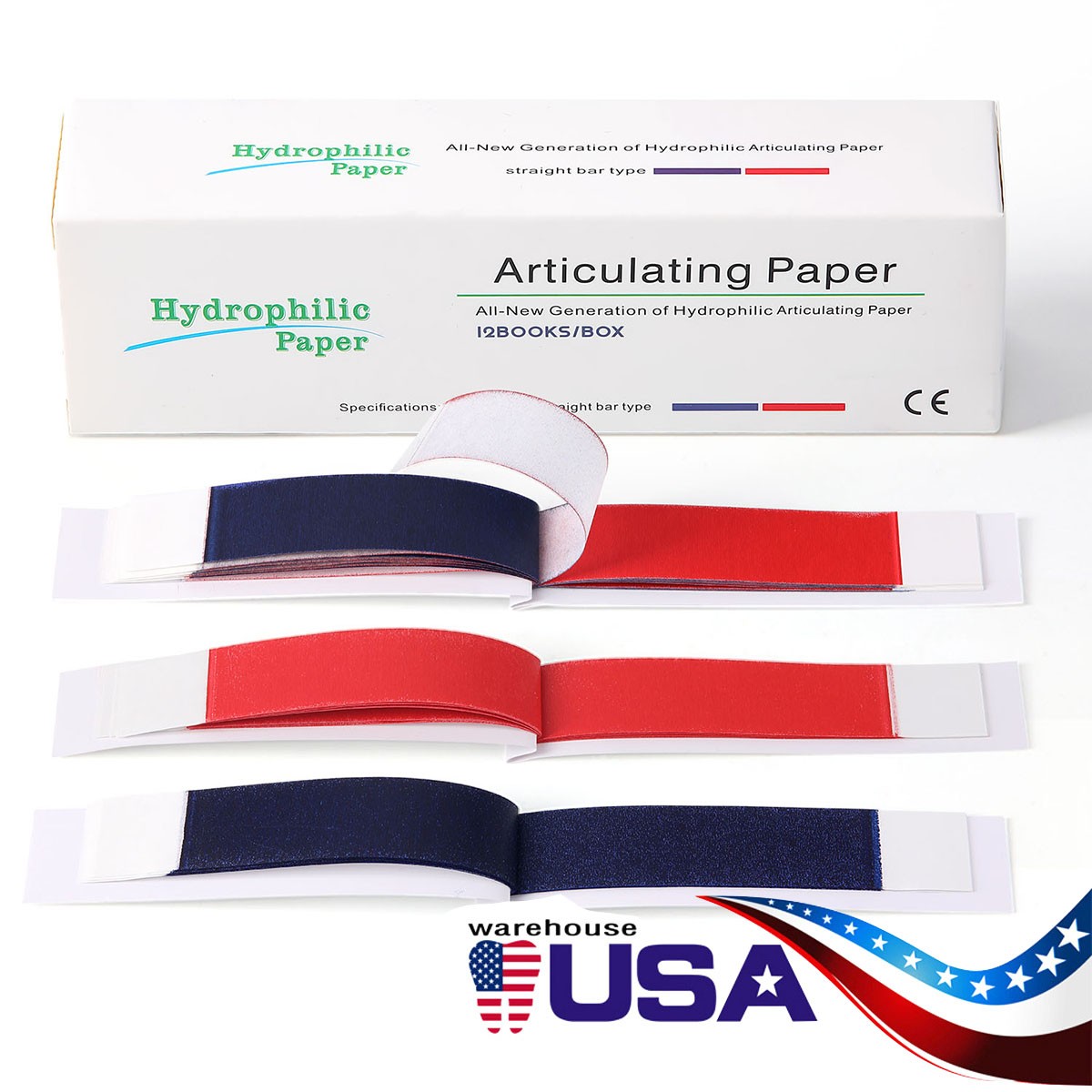 Dental Articulating Papers Double Sided Strips Red/Blue Bite Paper