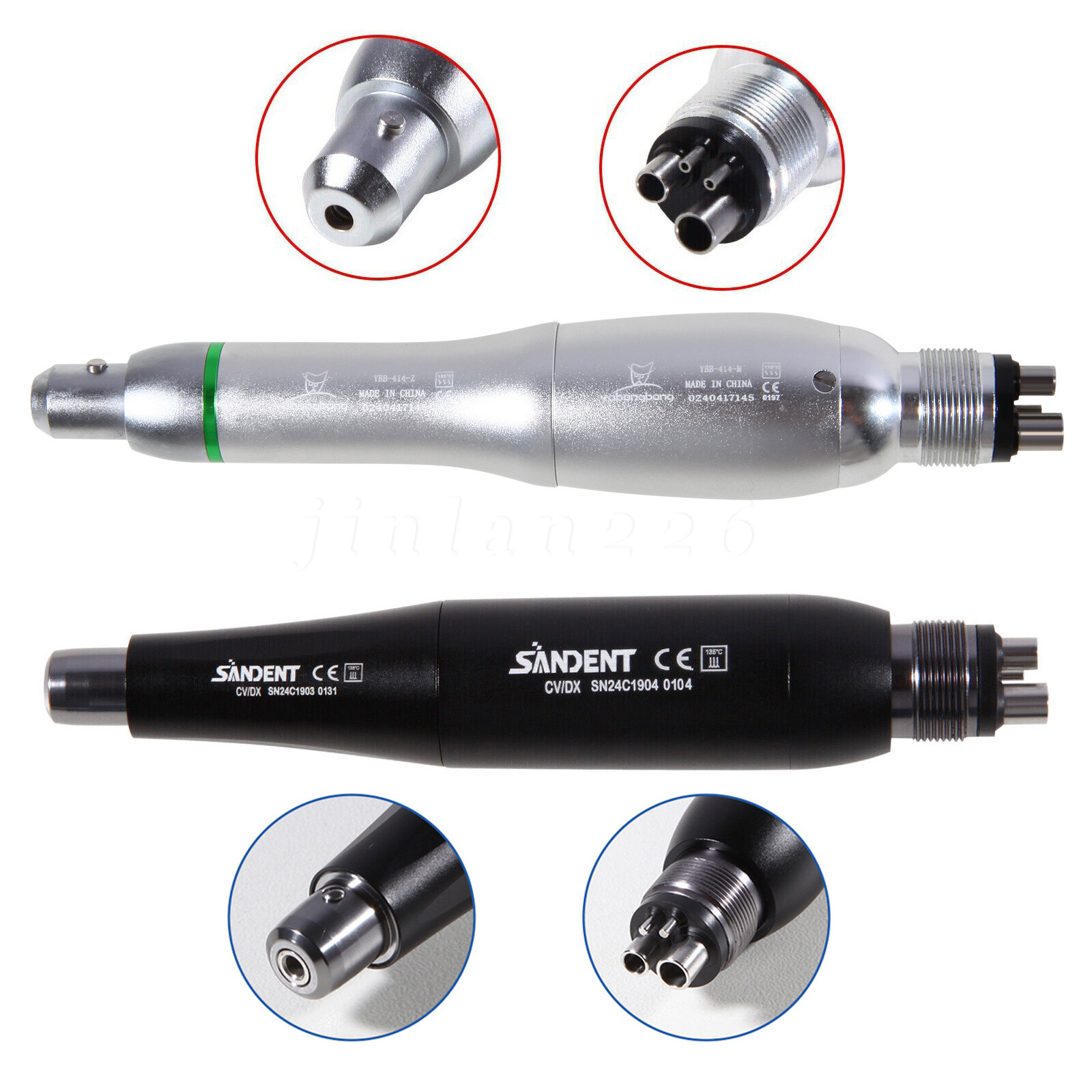 1-10 Dental 4:1 Hygiene Prophy Handpiece Air Motor&Straight NoseCone 360° Swivel