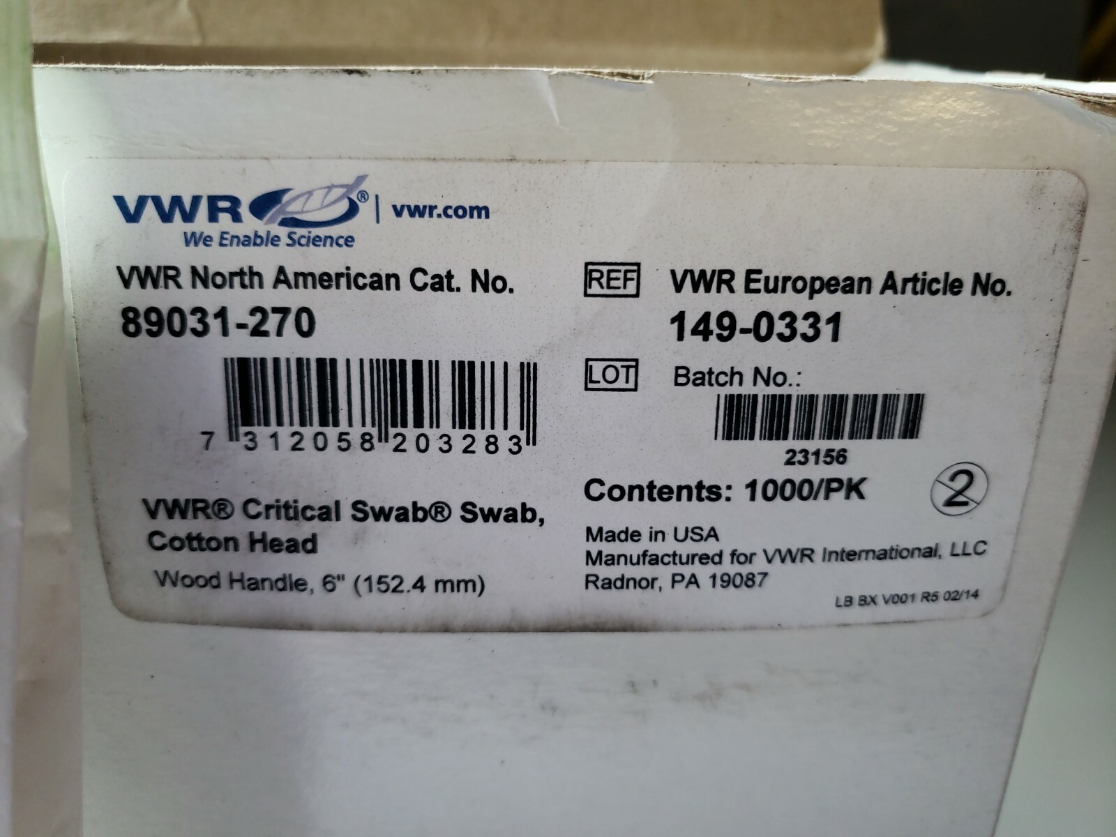 VRW Critical Swab Swab, Cotton Head Wood Handle, 6″