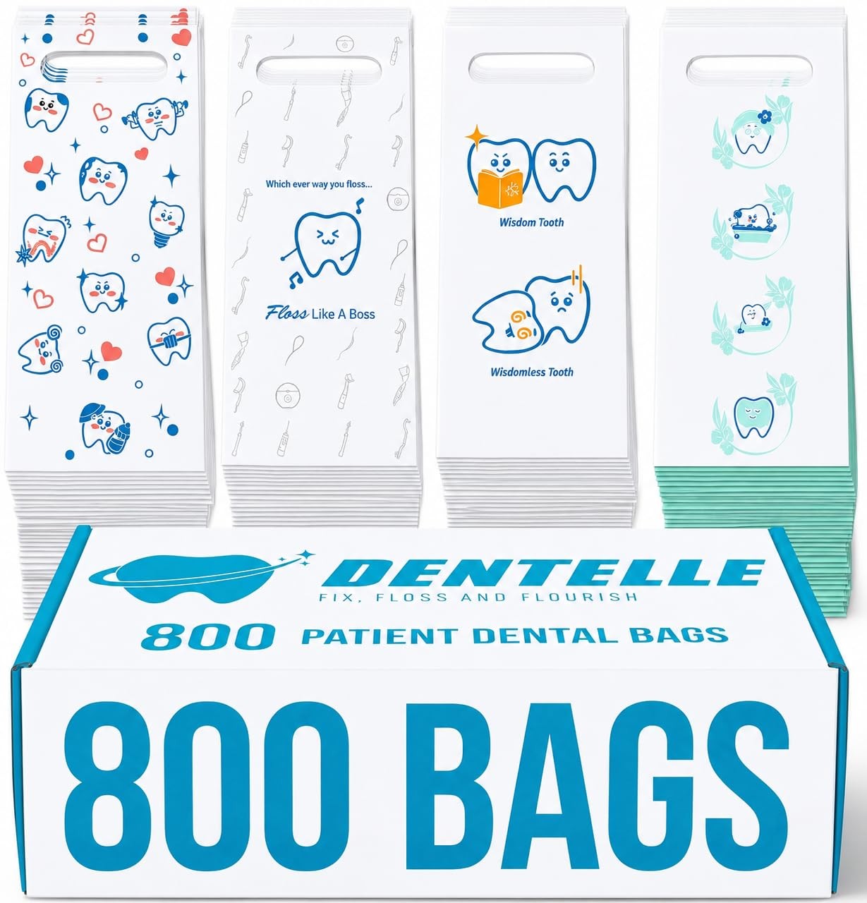 800 Pack Patient Dental Bags in Four Designs, Kit-Ready for…