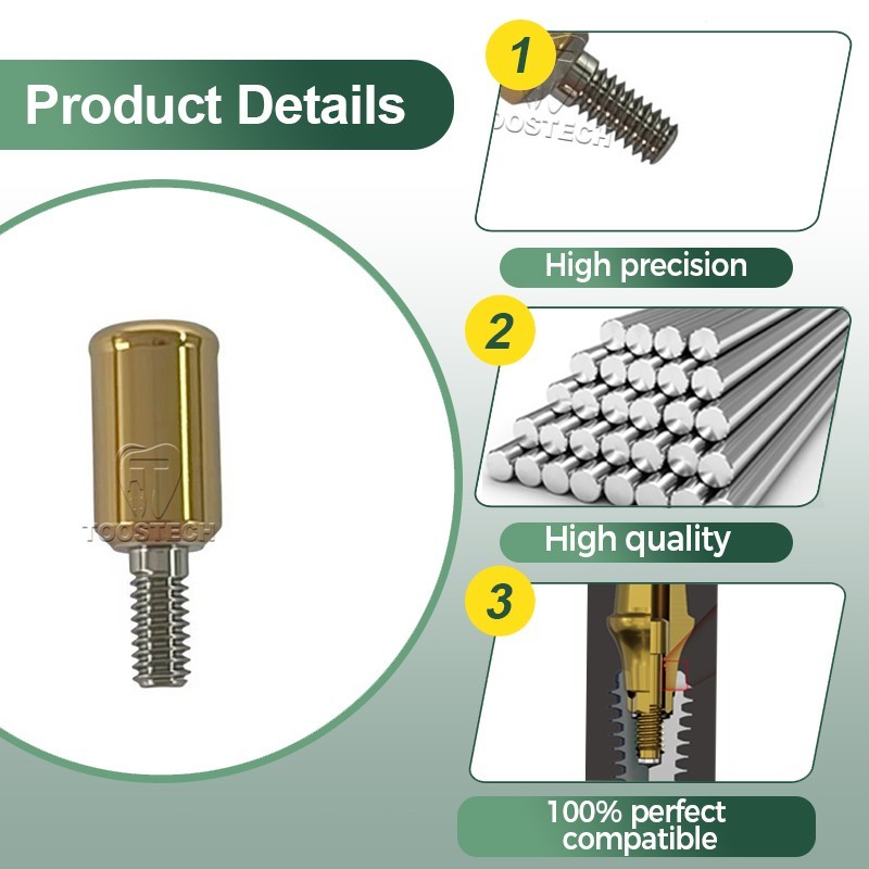 Overdenture locator Abutment fits to Zimmer Tapered Screw-vent 3.5 GH0.5~7.5mm