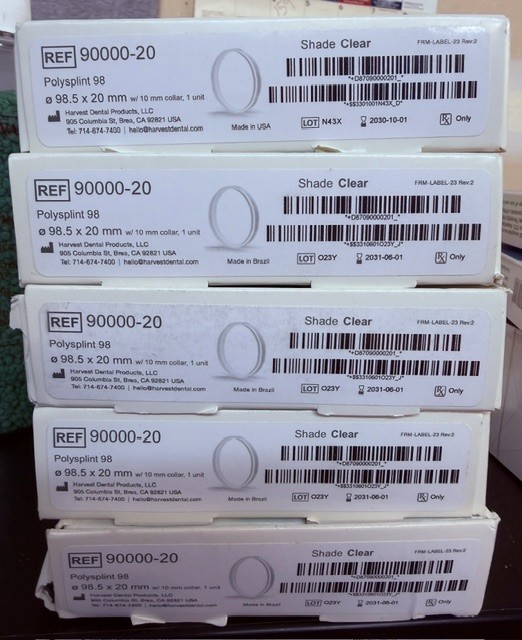 Harvest Poly SplintCAD Splint Polymer 98.5×20
