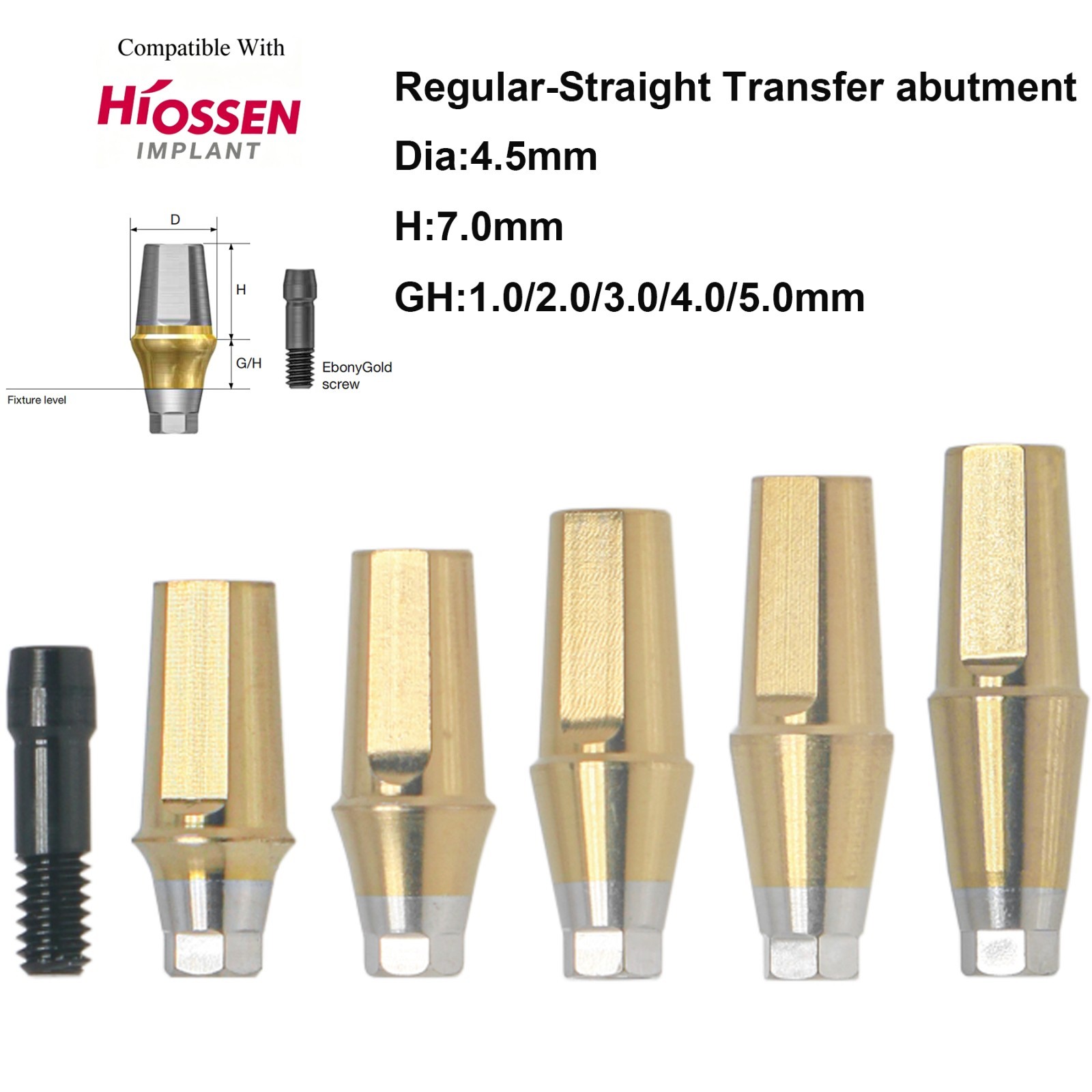 US Hex Mini/Regular Straight Transfer Abutment Compatible with Osstem Hiossen