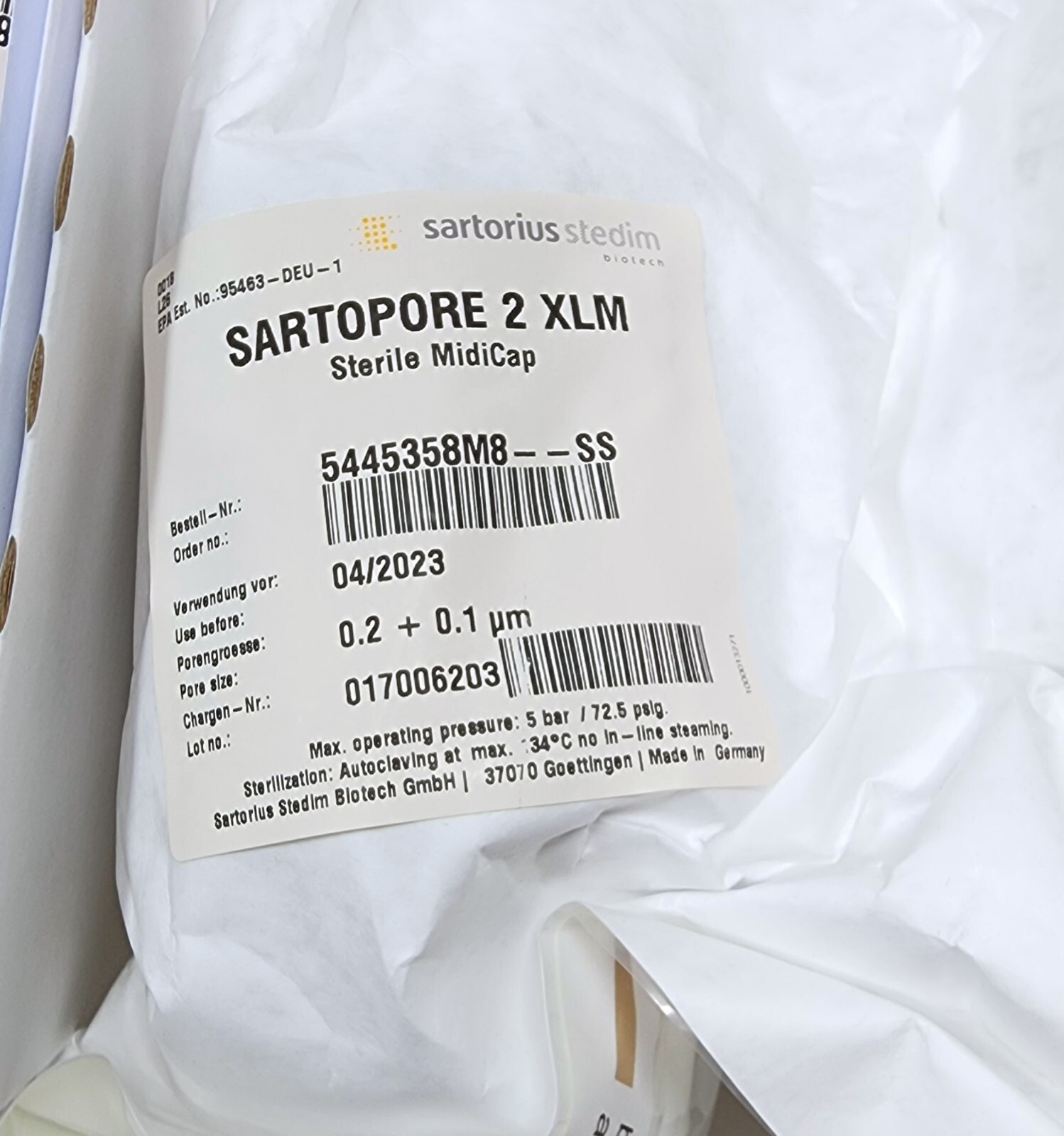 Sartorius 5445358M8–SS–A , Sartopore 2 XLM MidiCaps, 0.2 | 0.1 µm, PACK OF 4
