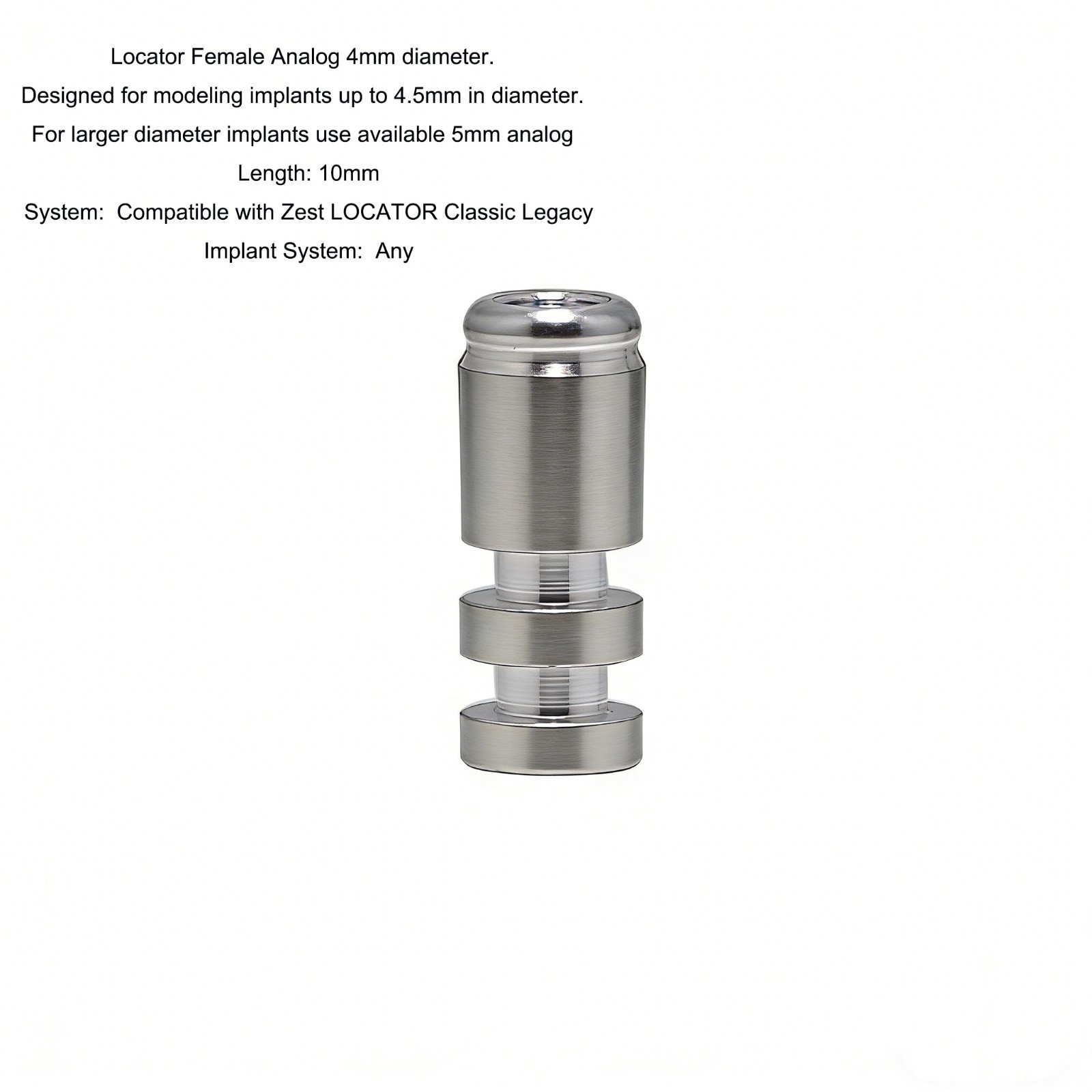 Dental Compatible With Zest Locator Classic Legacy Female Lab Analog 4mm