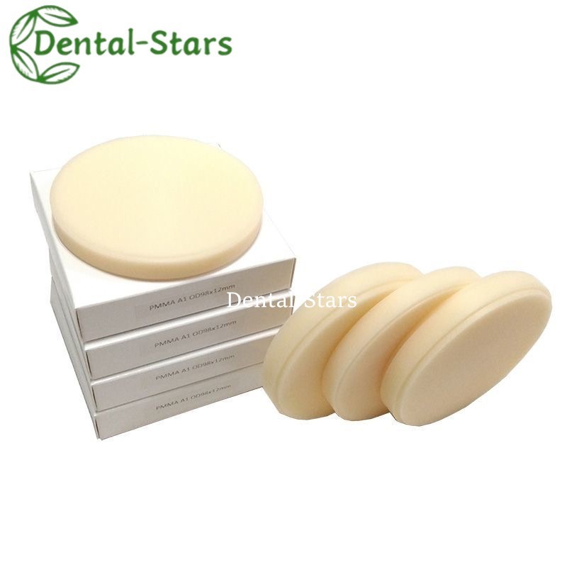 98mm Dental Multilayer Pmma Block Round Resin Disc Thick 12-25mm A1/A2/A3 Colors