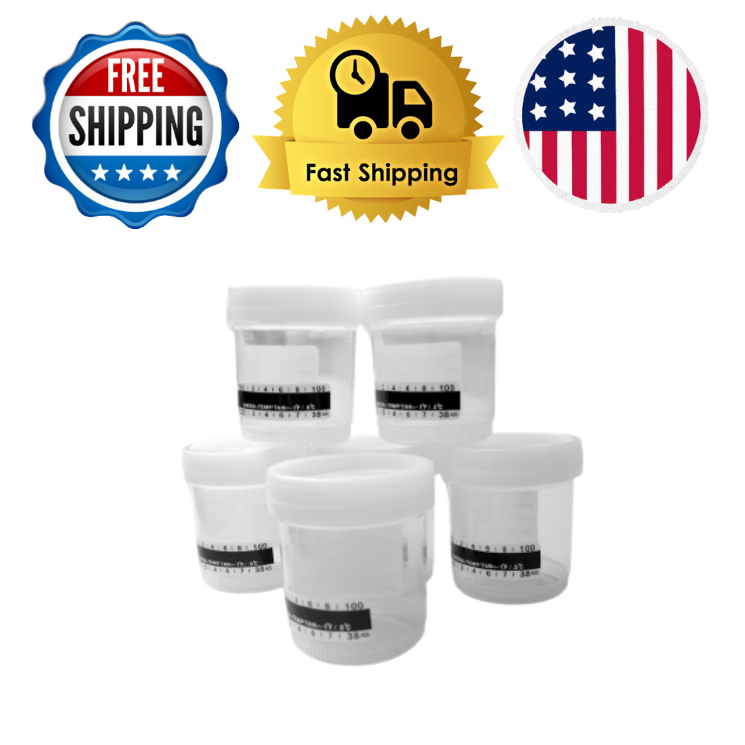 Sterile Urine Collection Cups 90 mL 3oz w/ LID + ID AREA + Temperature (400pcs)