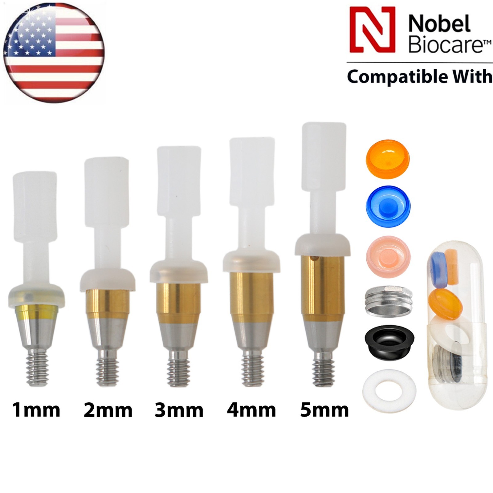 US Fit Nobel Biocare Locator Abutment NP/RP 1-5.0mm Overdenture Male Caps Insert