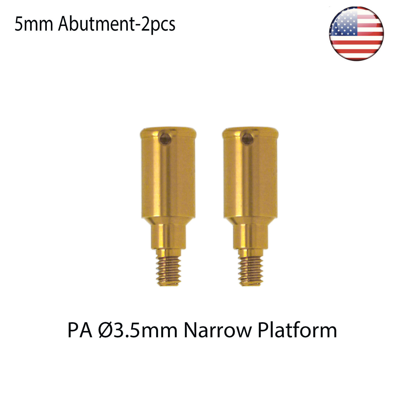 US Dental PAØ3.5mm 5mm Overdenture Abutment fits Zimmer BEGO 3.75, MIS, Adin