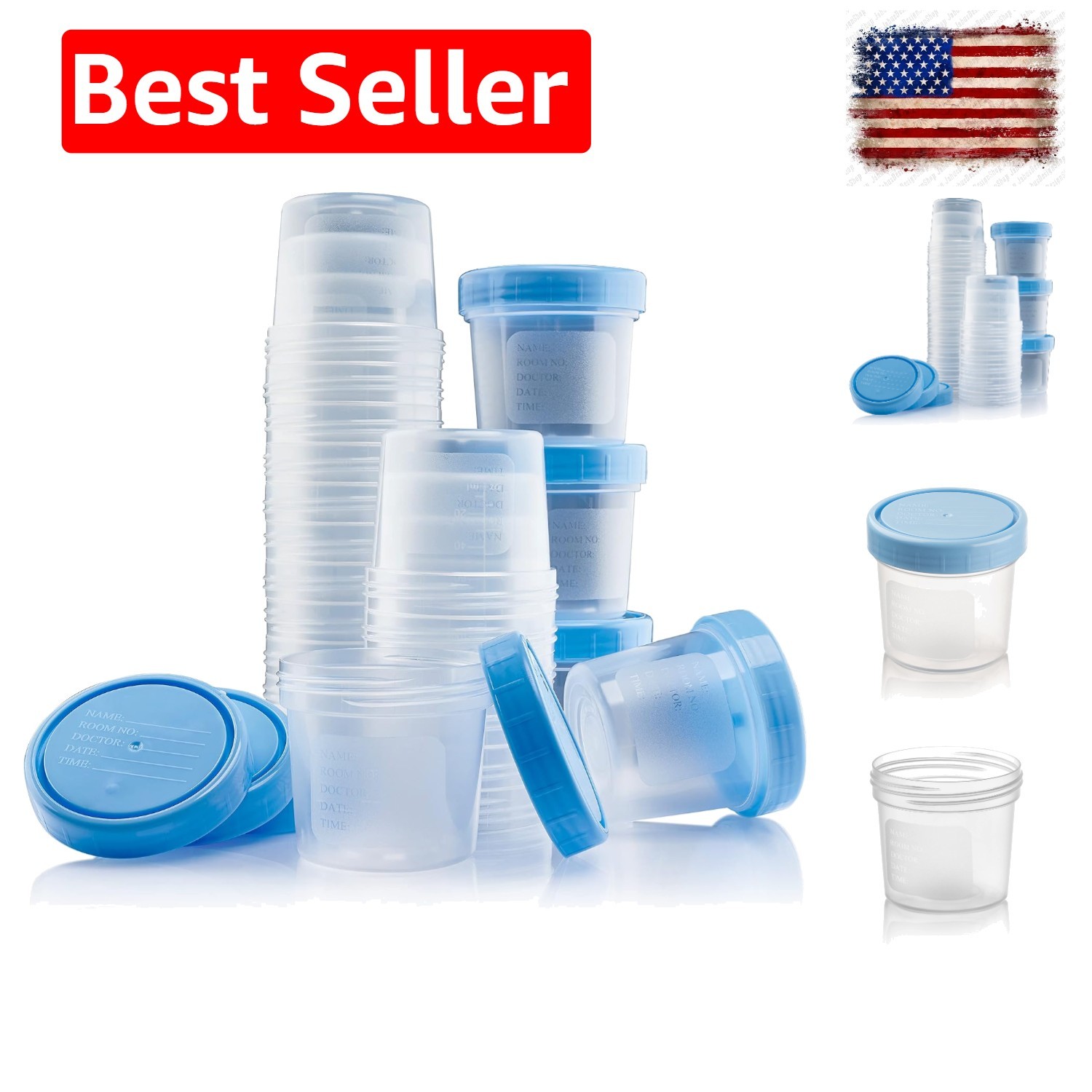 Specimen Cups with Lids-Leak Proof Lid- High Quality Latex Free Polypropylene…