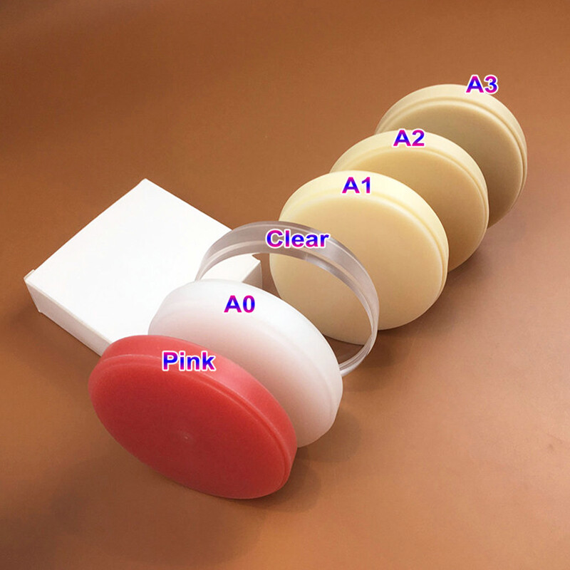 5 Pieces 98mm Double Color Pink+A2 PMMA Blocks for Dental Lab Denture Prosthesis