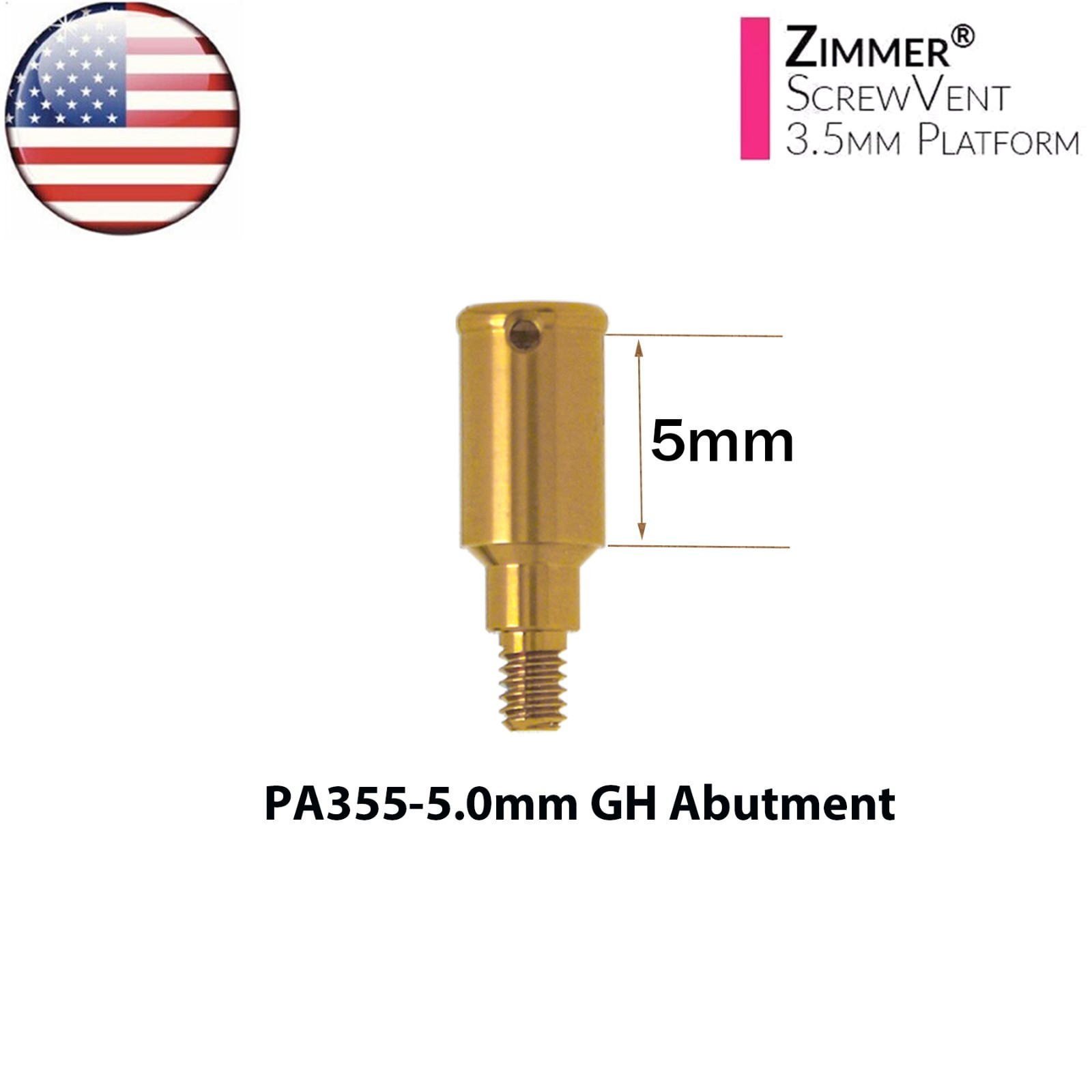 US Dental Locator Abutment For Zimmer Tapered Screw-Vent TSV Ø3.5/4.5mm Platform