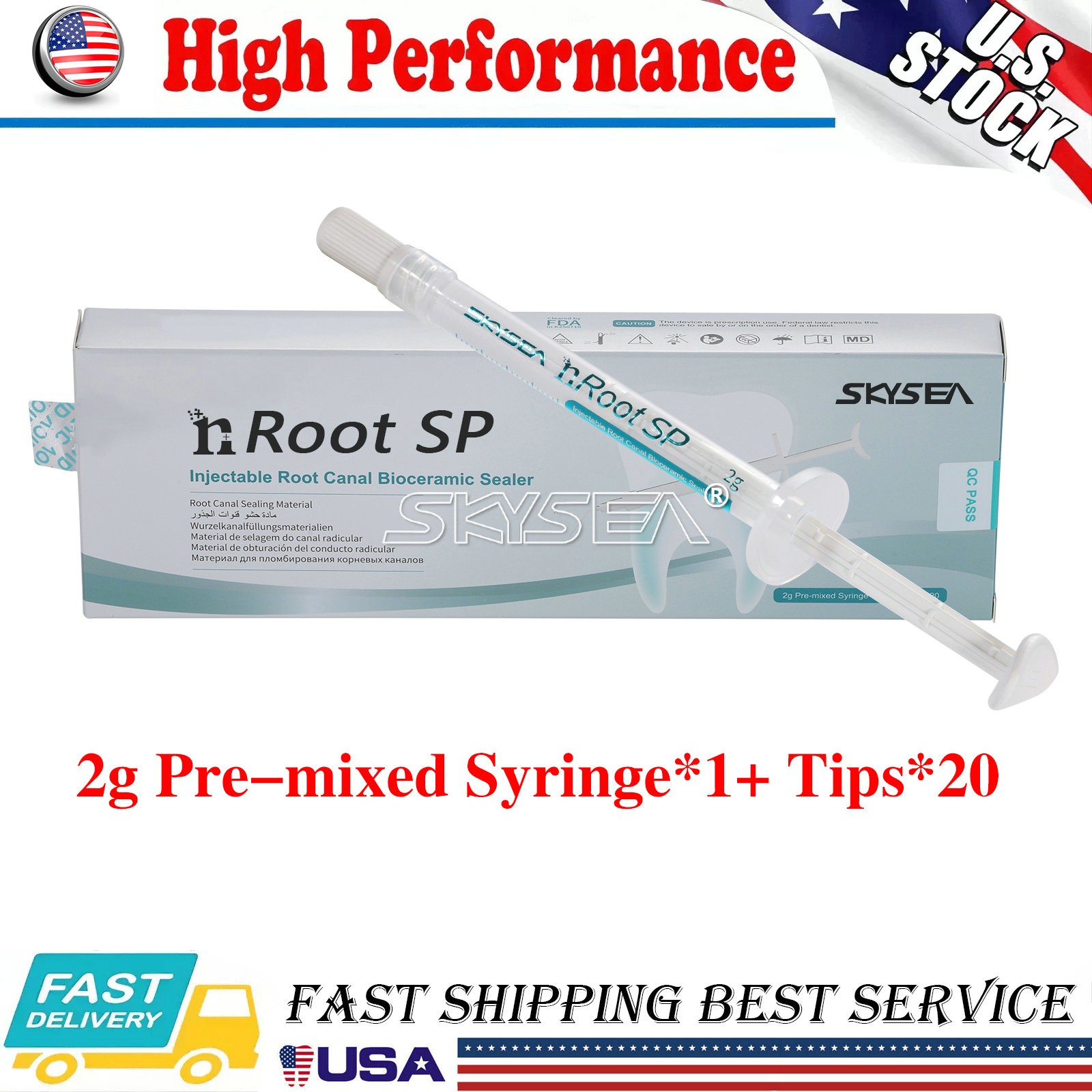 Dental nRoot canal bioceramic sealer Endo Filling Cement SP 2g Syringe + 20 Tips