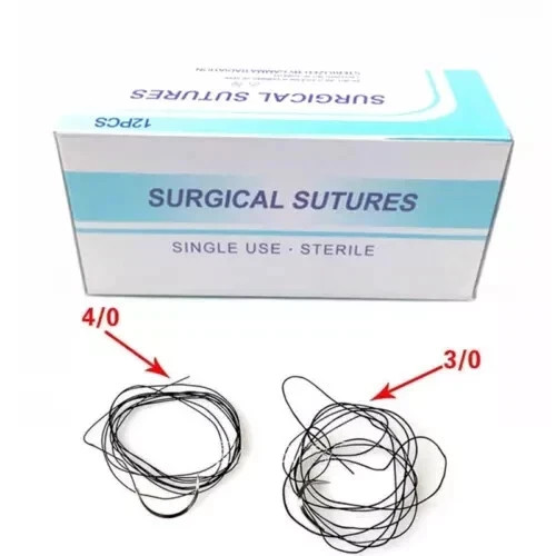 12 Pcs/Box Dental Surgical 3/0 Or 4/0 Suture Train Silk Braided Non Absorbable