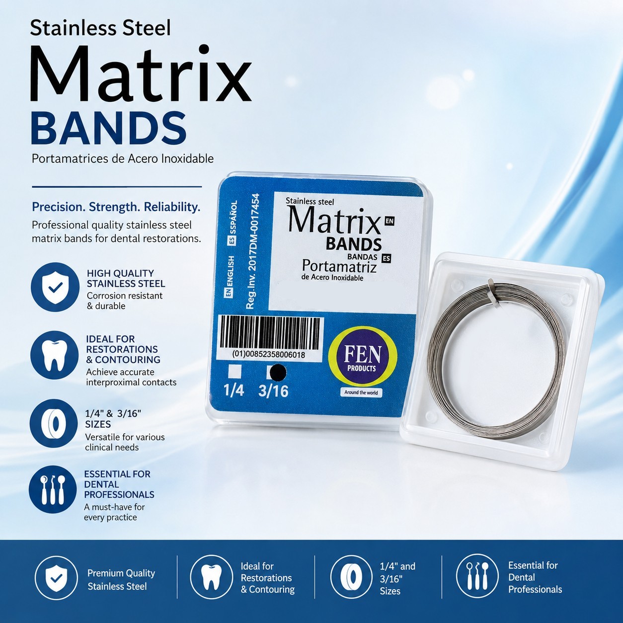 Dental Matrix Bands 3/16″ (4.76 MM) 3 Meter Roll (10 feet total)