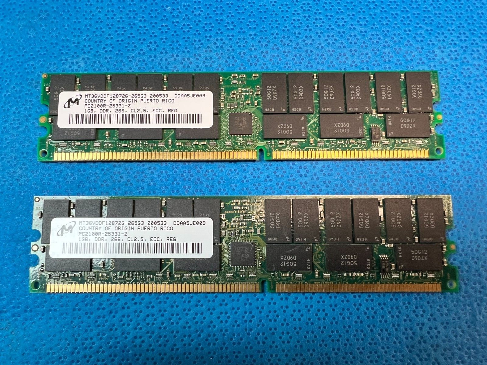 MT36VDDF12872G-265G3 Micron 1GB DDR Registered ECC PC-2100 266Mhz Memory(E224)