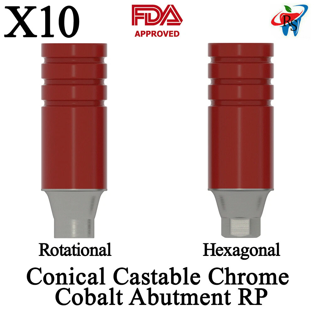 10pcs Straight Plastic Conical Castable Abutments RP Rotational / Non Rotational