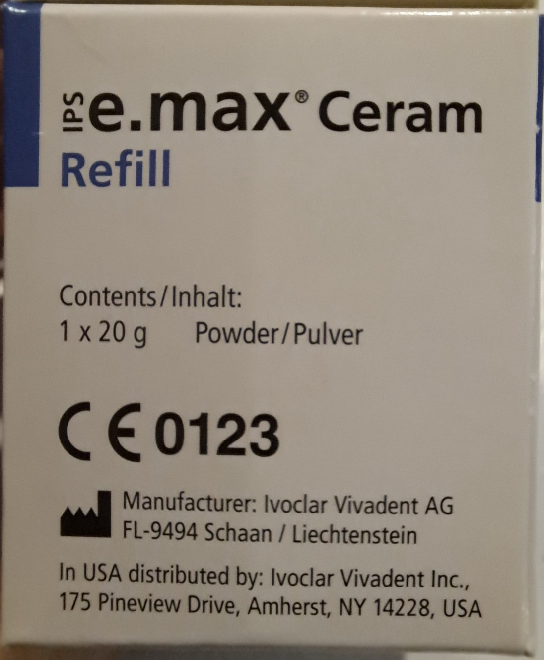 Ivoclar Vivadent IPS e.max Ceram Shade D3 Dentin 20g Refill 596972